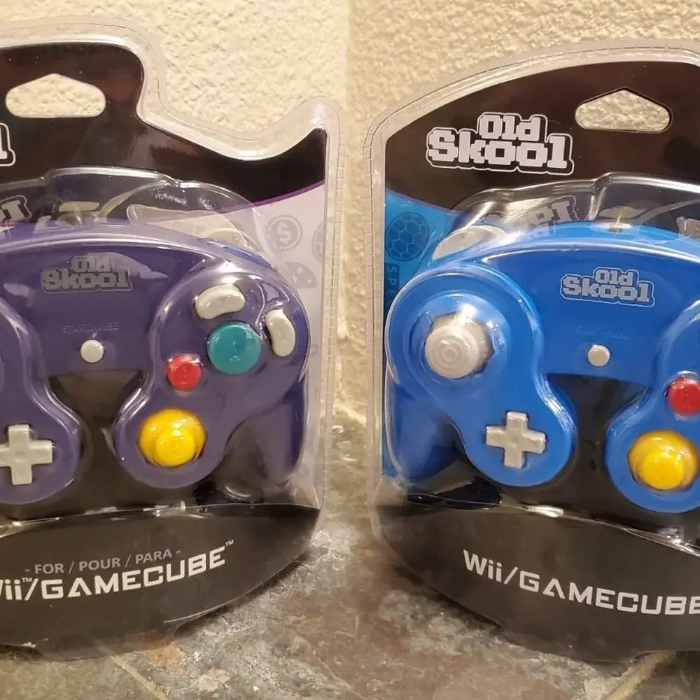 2 Gamecube Controllers - Purple & Blue (NEW) - Nintendo - Old Skool